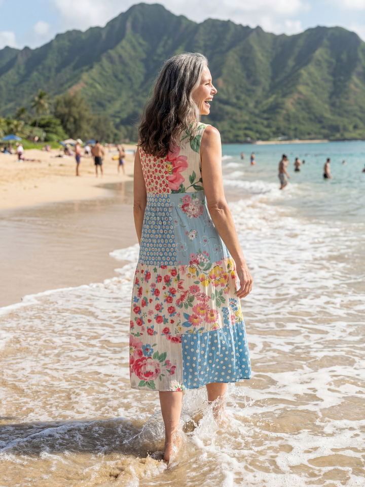 Duttini | Elegant Coastal Floral Midi Dress Made to Turn Heads