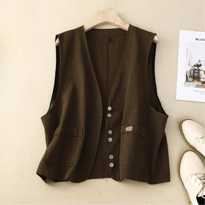 Duttini | Sculpted Relaxed Button Vest for Effortless Elegance