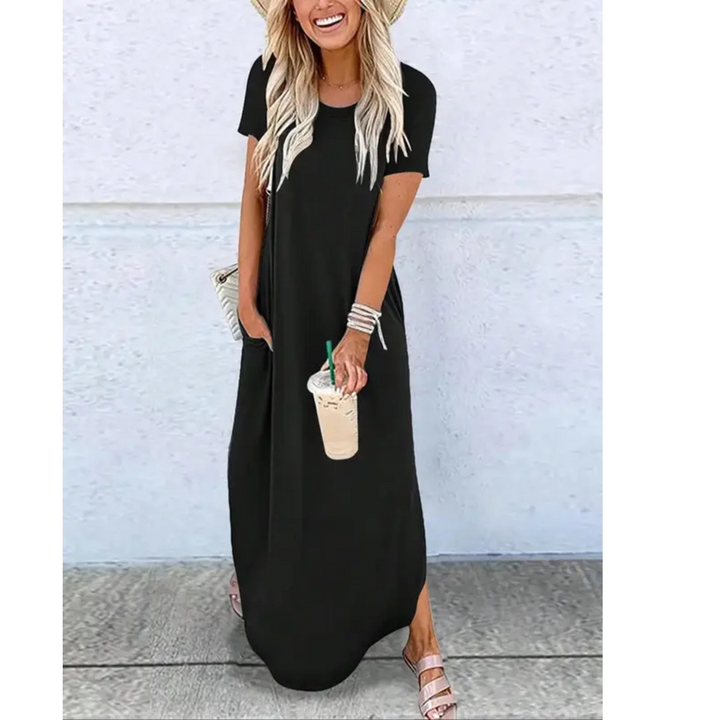 Duttini | Casual Summer Round Neck Maxi Dress with a Timeless Finish