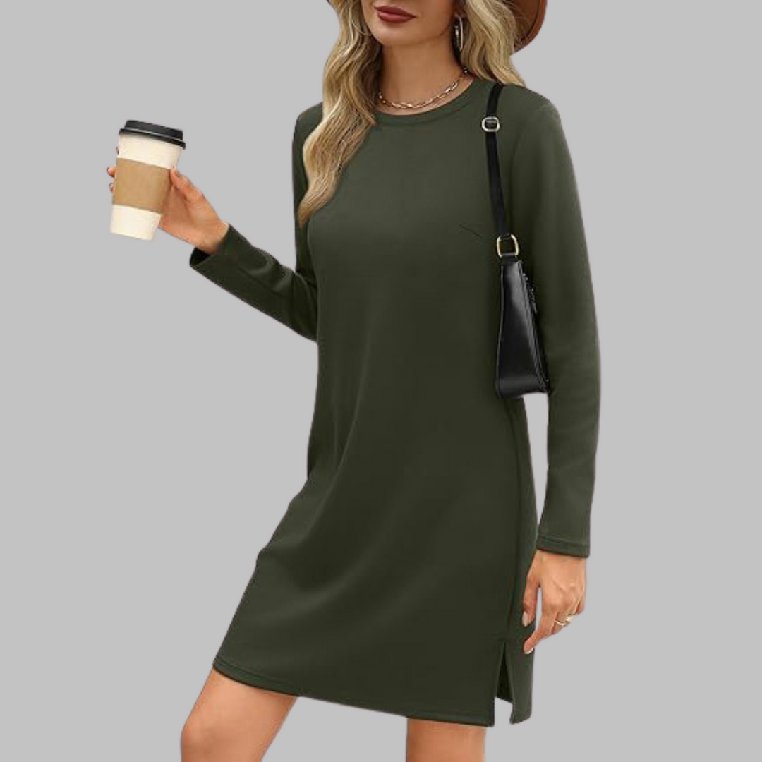 Duttini | Comfortable Long Sleeve Round Neck Dress