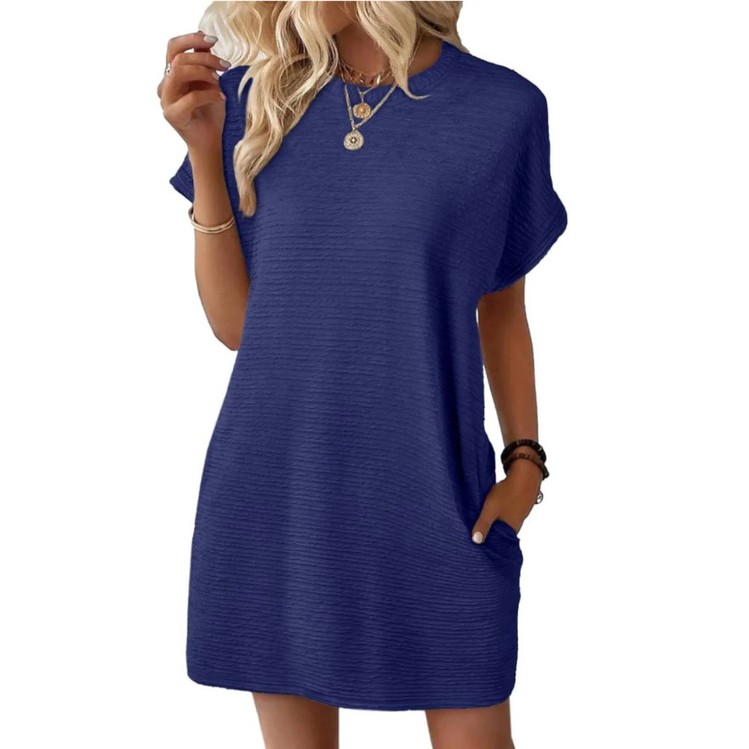 Duttini | Graceful Crew Neck Short Sleeve T-Shirt Mini Dress