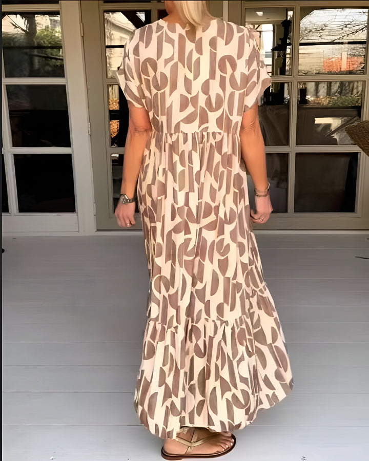 Duttini | Sophisticated V Neck Flowy Draped Midi Dress Evening