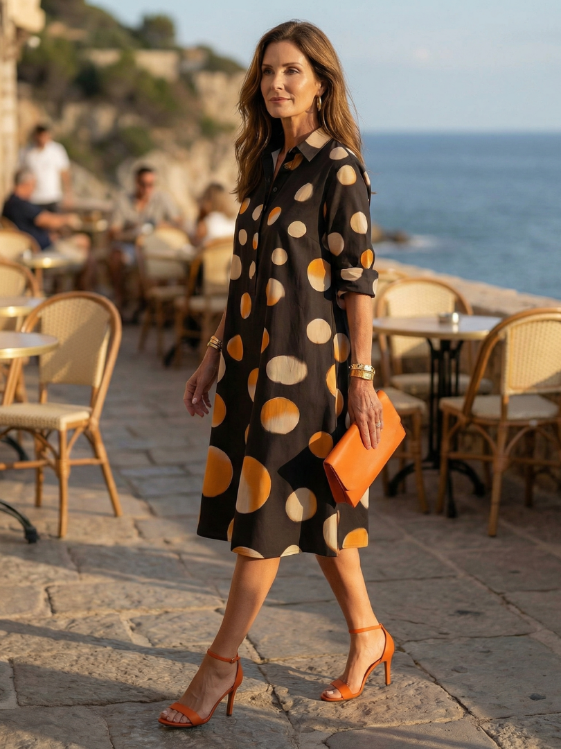 Duttini | Flowing Sunset Dot Dress for a Polished Look