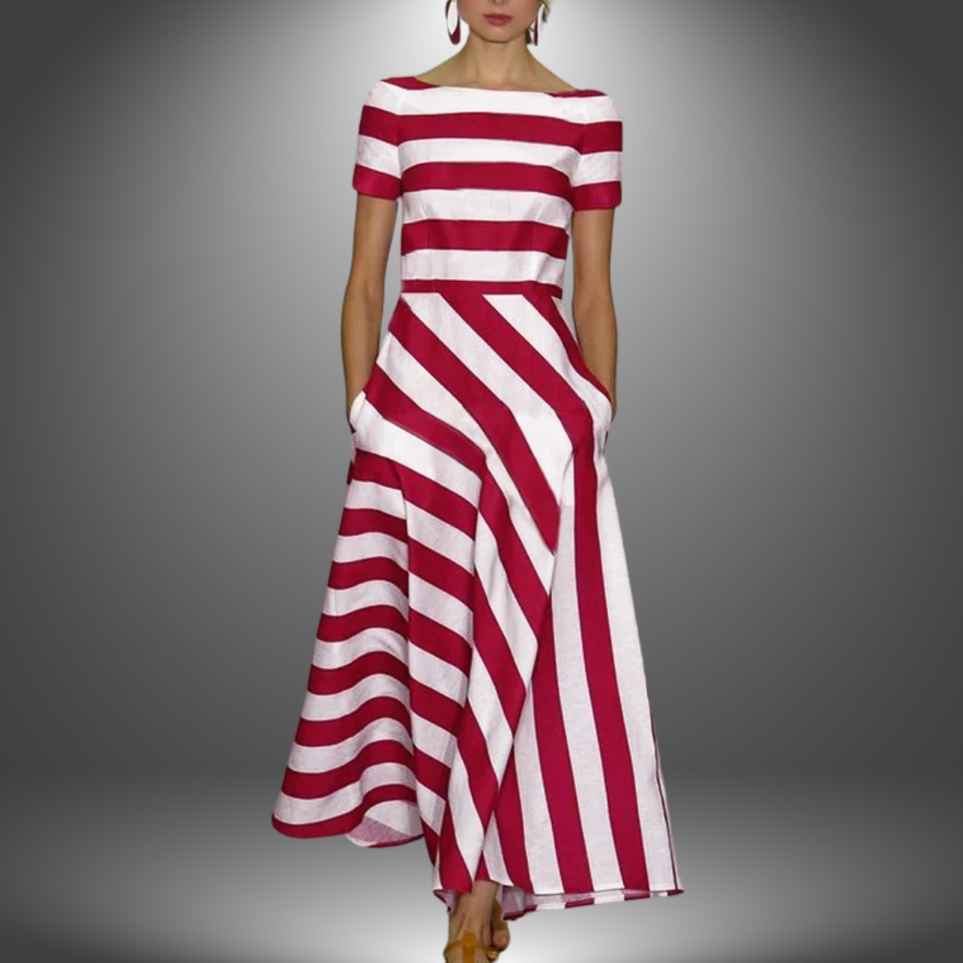 Duttini | Elegant Handcrafted Striped Maxi Dress with a Timeless Finish