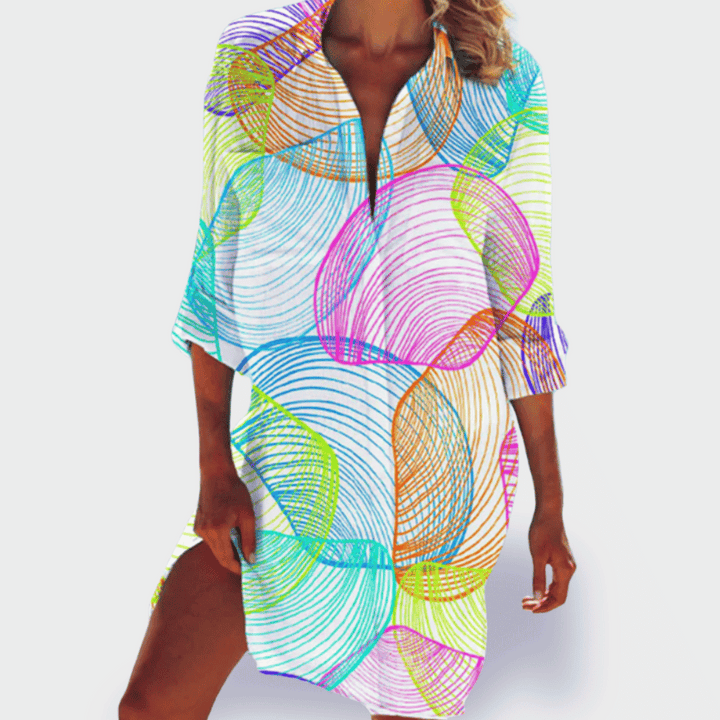 Duttini | Chic Flowy Colorful Draped Dress Casual Summer
