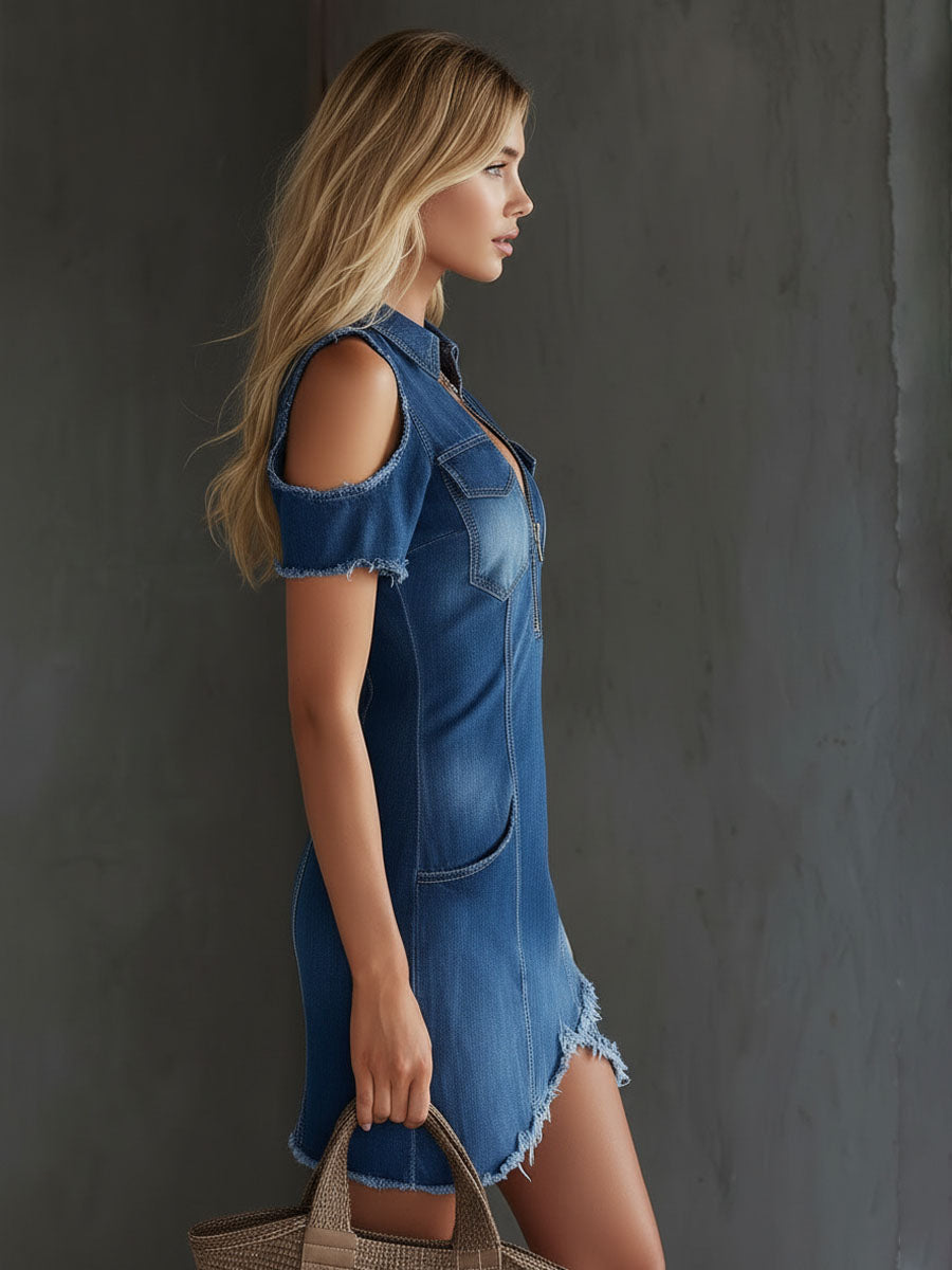 Duttini | Denim Off-Shoulder Dress