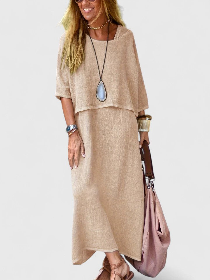 Duttini | Luxe Two-Piece Set Maxi Dress & Short Sleeve Top