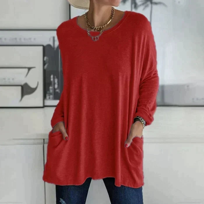 Duttini | Luxe Oversized Long Sleeve Tunic Top With Pockets