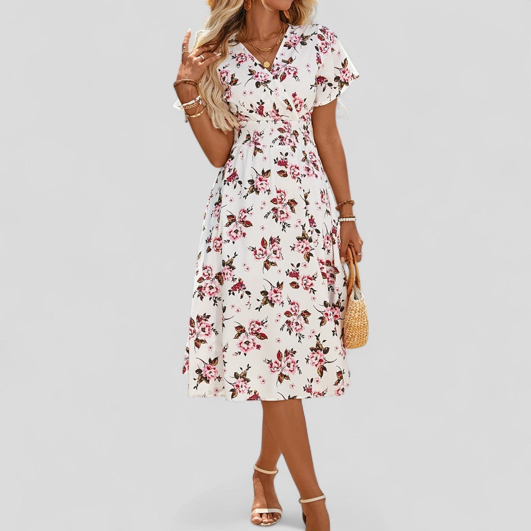 Duttini | Summer Midi Dress for Women in Comfortable Fit, Light Color