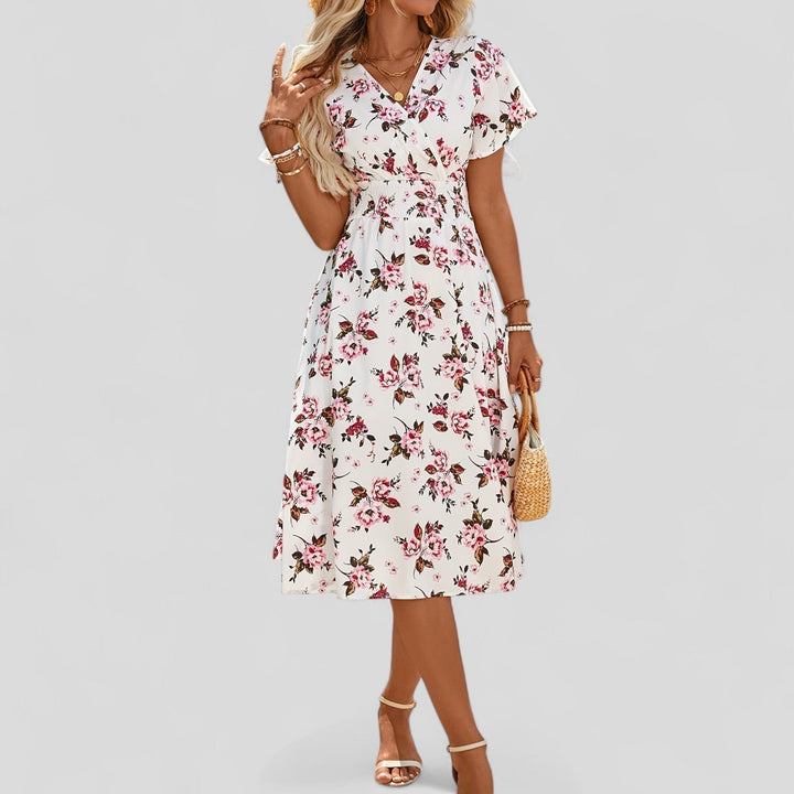 Duttini | Summer Midi Dress for Women in Comfortable Fit, Light Color