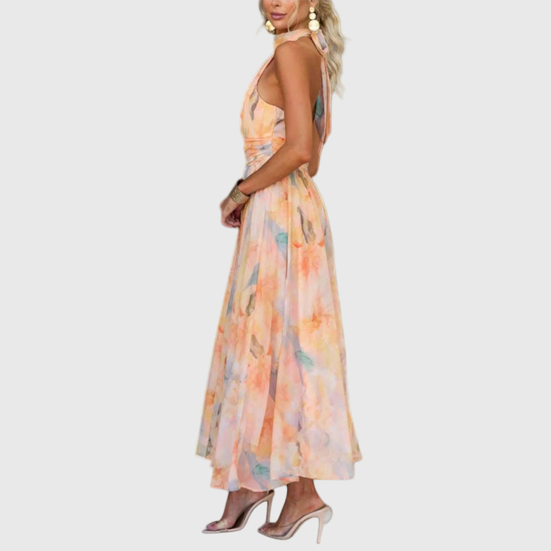 Duttini | Elegant Maxi Dress for Women in Lightweight Fabric, Fitted, Navy Blue