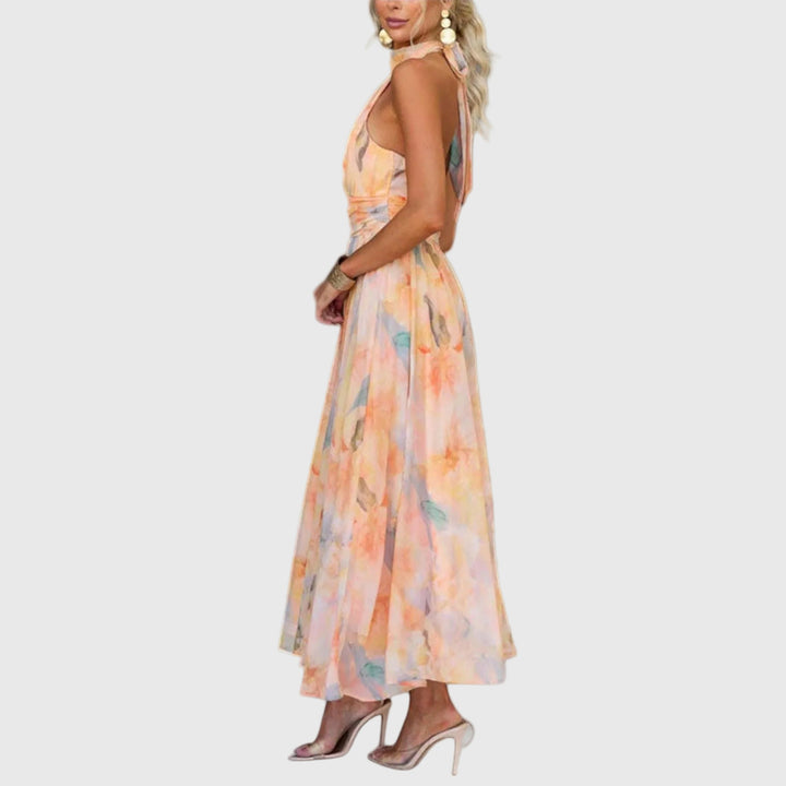 Duttini | Elegant Maxi Dress for Women in Lightweight Fabric, Fitted, Navy Blue