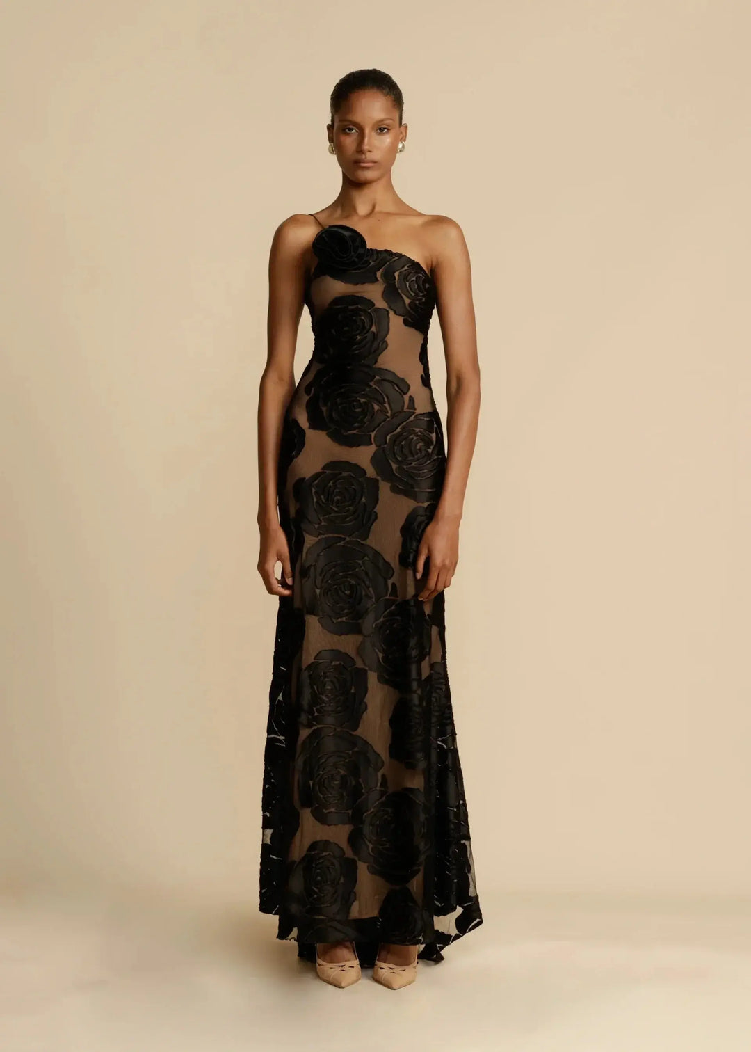 Duttini | Strapless Floral Evening Gown
