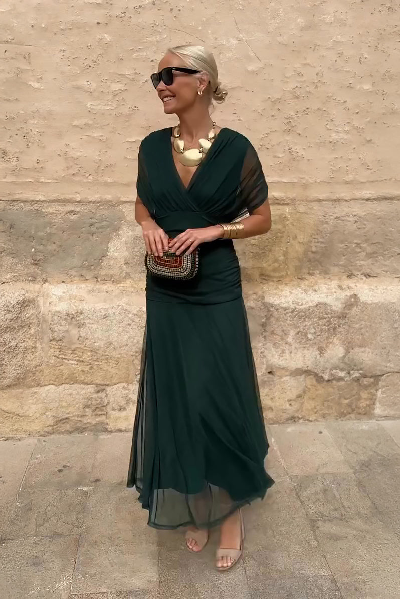 Duttini | Elegant V-neck Fantasy Party Maxi Dress