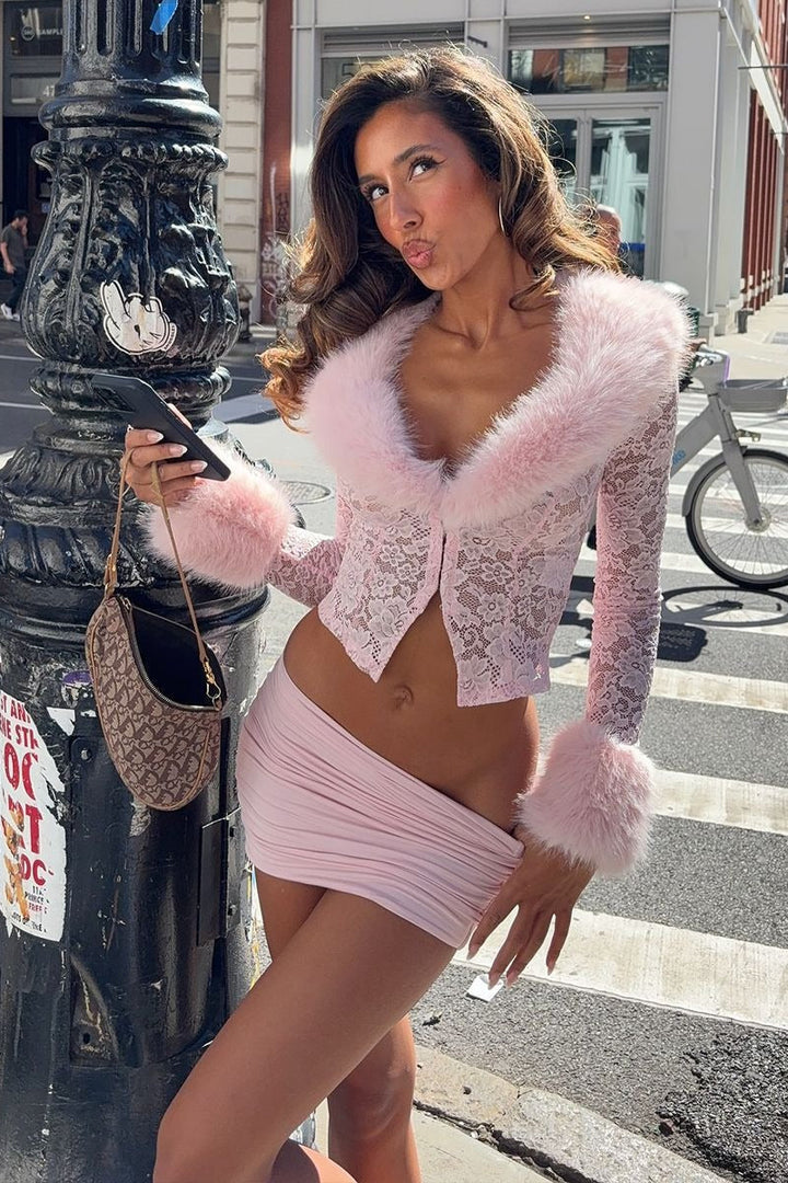 Duttini | Lace Fleece Long Sleeve Two Piece Set