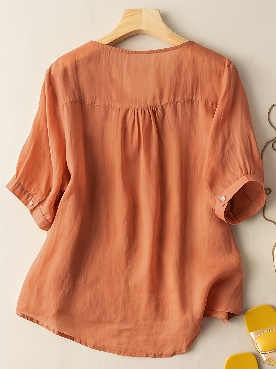 Duttini | Elegant Embroidered V-Neck Relaxed Fit Tunic Blouse