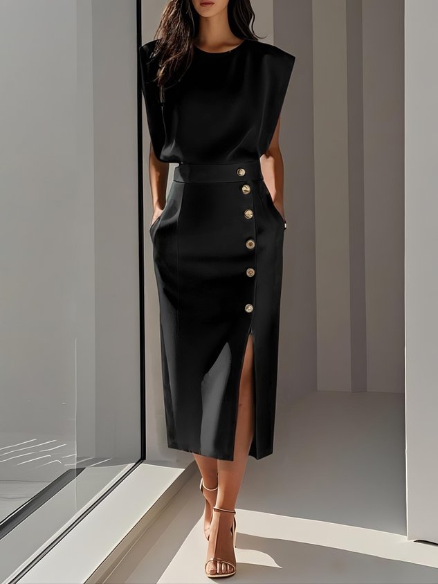 Duttini | Effortless Charm Midi Dress with a Flattering Silhouette