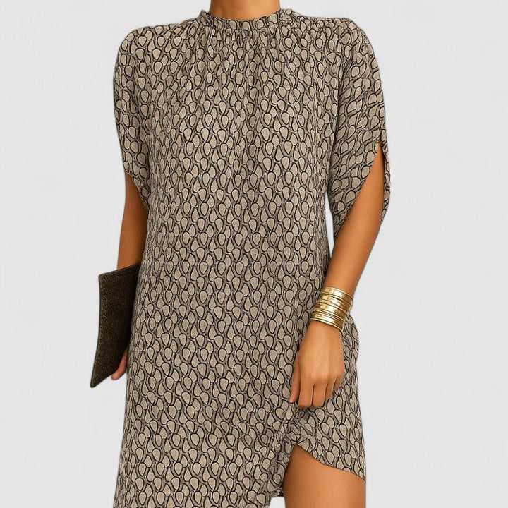 Duttini | Elegant Mock Neck Batwing Split Sleeve Midi Dress