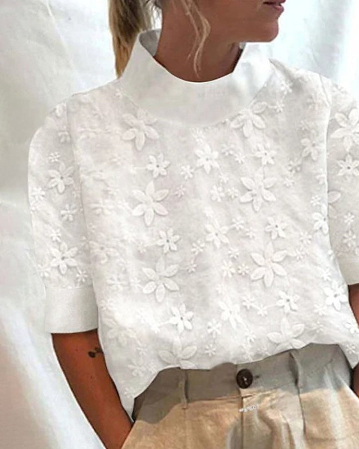 Duttini | Lightweight Floral Solid Stand-Up Collar with a Comfort Fit