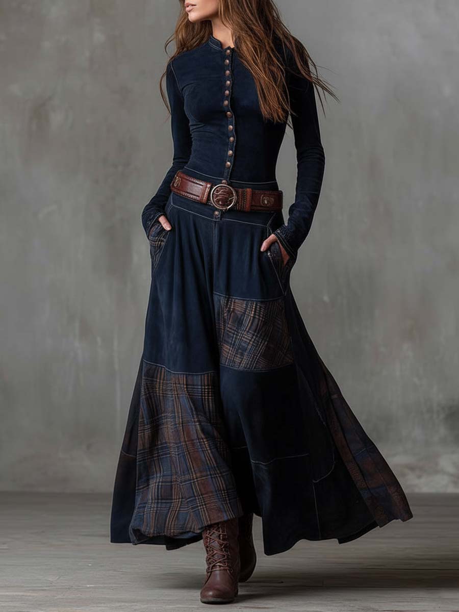 Duttini | Suede Patchwork Dress