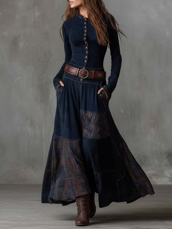 Duttini | Suede Patchwork Dress