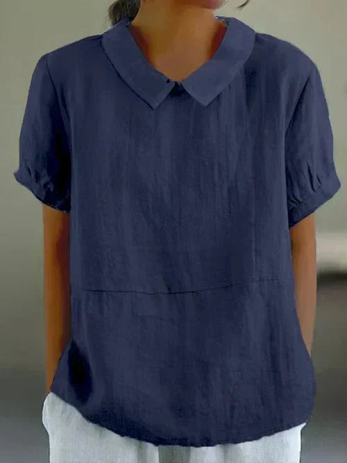 Duttini | Statement Peter Pan Collar Short Sleeve Casual Top