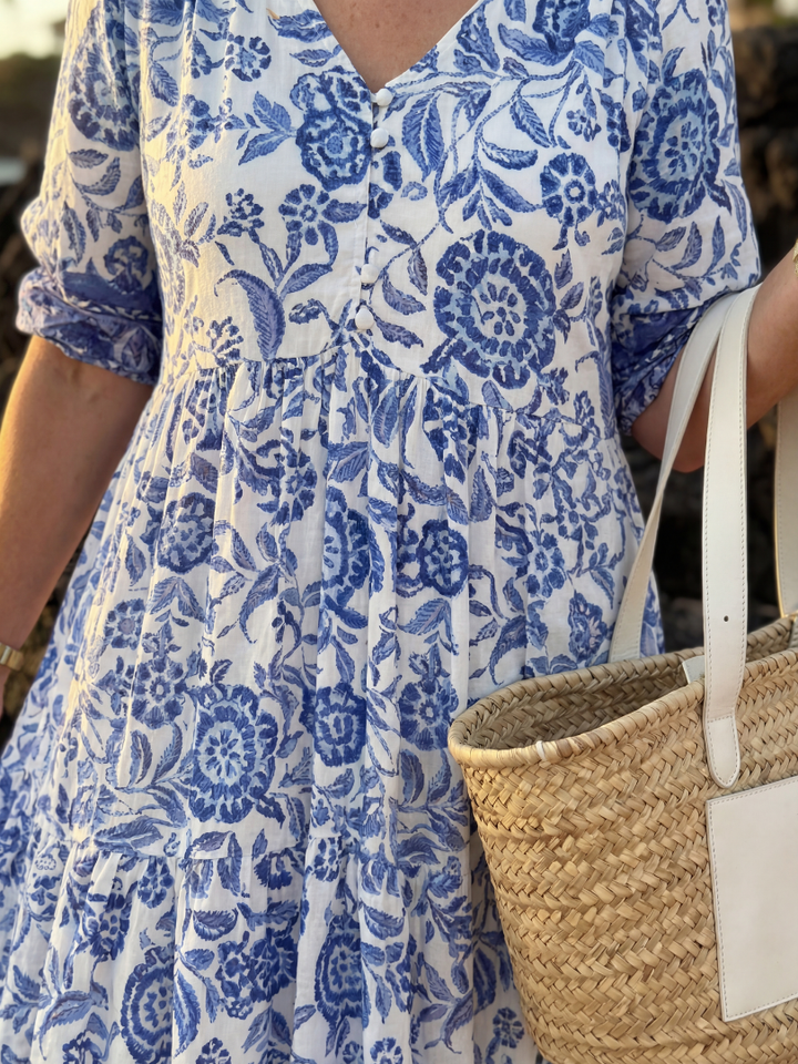 Duttini | Graceful Porcelain Midi Dress Made to Turn Heads