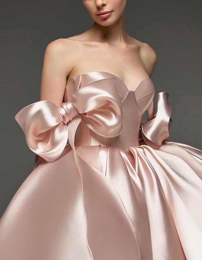 Duttini | Light Pink Satin Cocktail Sweetheart Dress