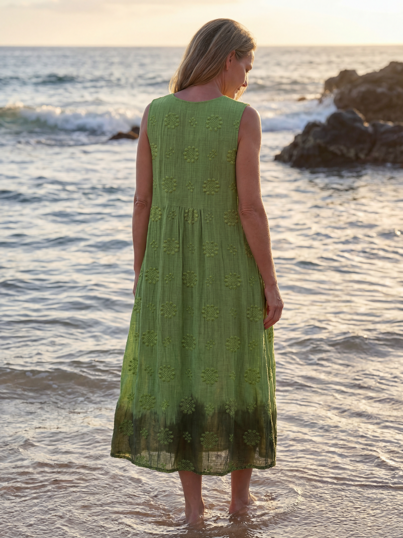 Duttini | Refined Garden Texture Midi Dress in a Flattering Cut