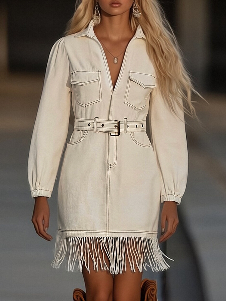 Duttini | Denim Tassel Dress