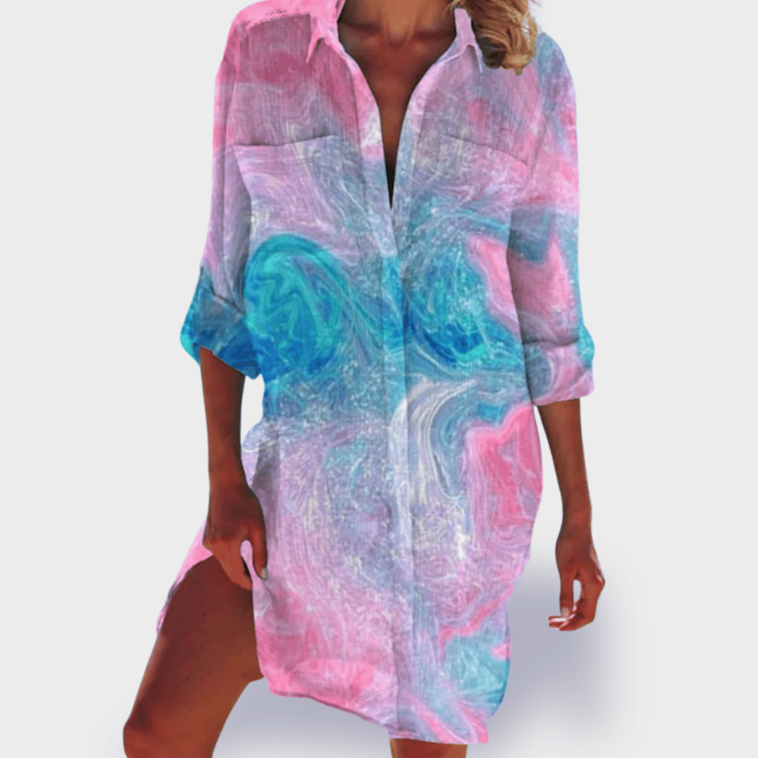 Duttini | Chic Flowy Colorful Draped Dress Casual Summer