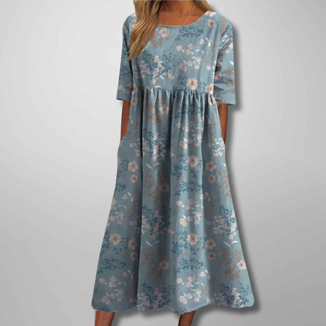 Duttini | Elegant Relaxed Floral Midi Dress with a Timeless Finish