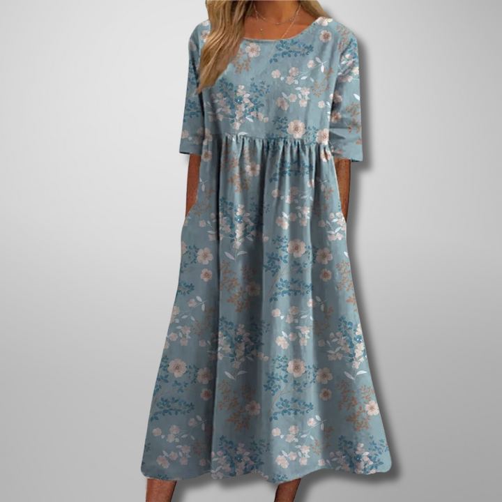 Duttini | Elegant Relaxed Floral Midi Dress with a Timeless Finish