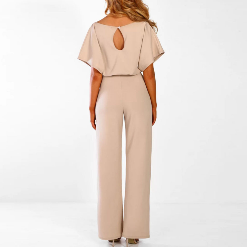 Duttini | Romantic Belted Wide Leg Jumpsuit Batwing Sleeve Elegant