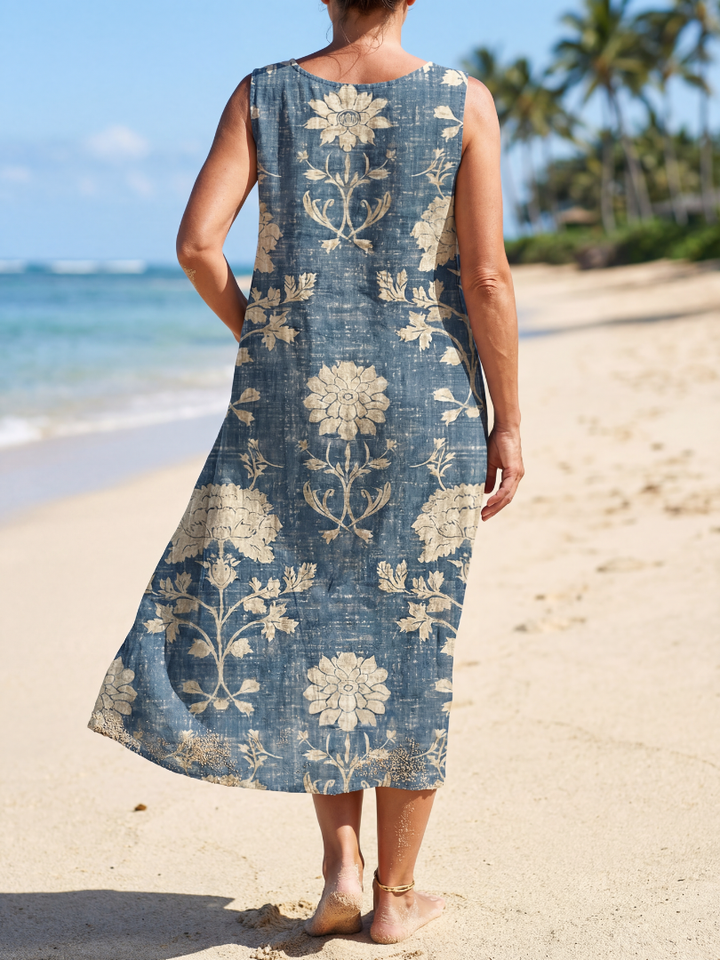 Duttini | Sophisticated Shoreline Floral Midi Dress