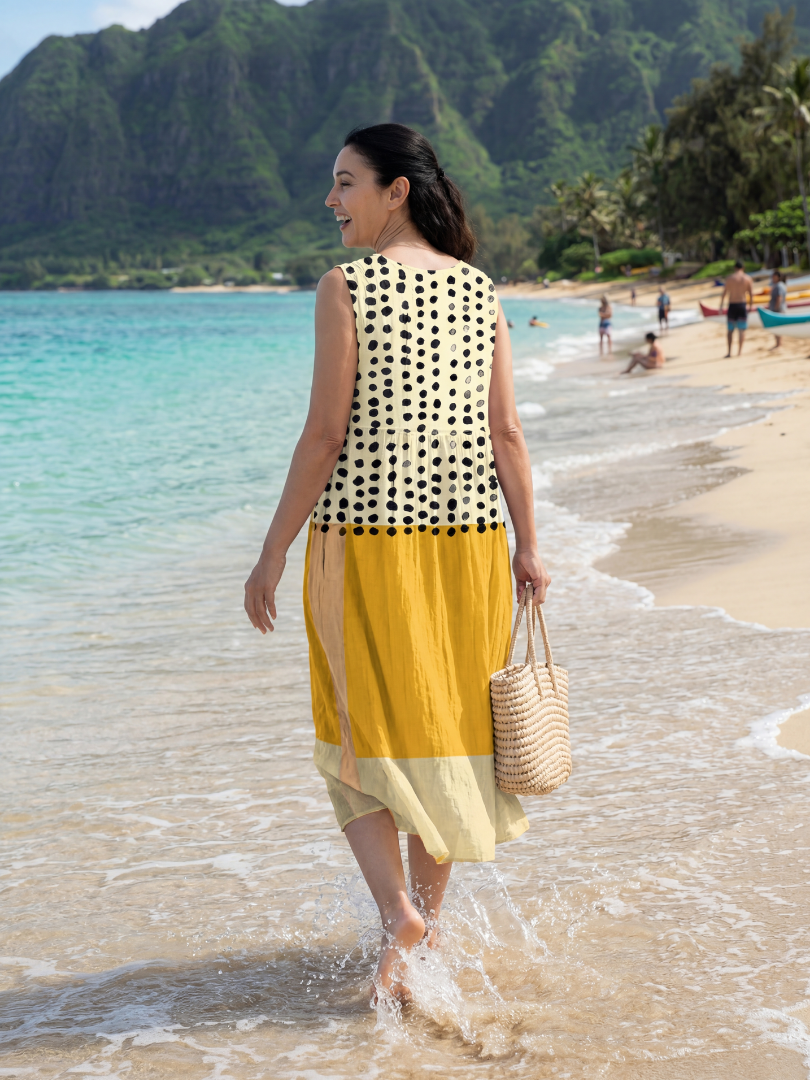 Duttini | Statement Garden Dot Midi Dress in a Flattering Cut