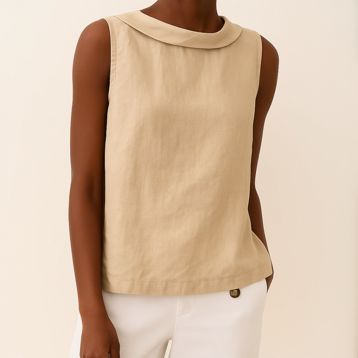 Duttini | Luxe Sleeveless Roll Collar Top for a Polished Look