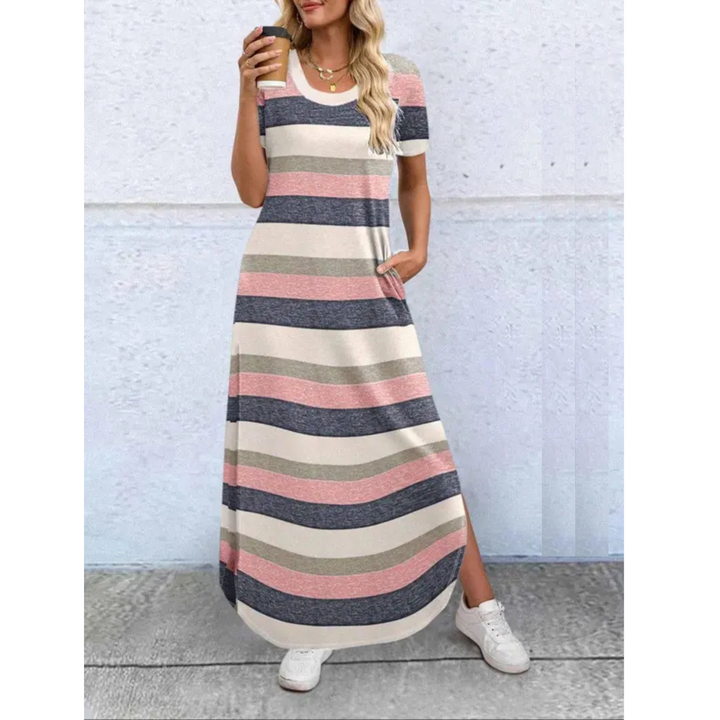 Duttini | Casual Summer Round Neck Maxi Dress with a Timeless Finish