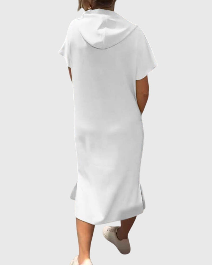 Duttini | Casual Hoodie Dress for Women in Cotton Blend, Relaxed Fit, Gray