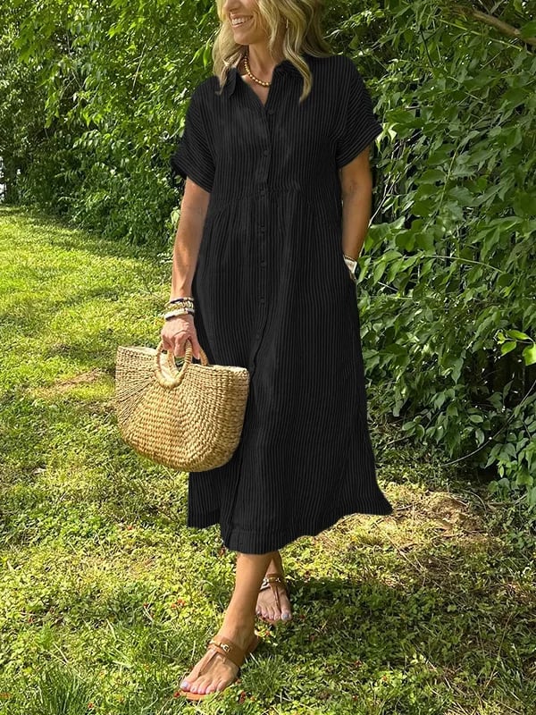Duttini | Graceful Striped Button-Up Shirt with Graceful Drape