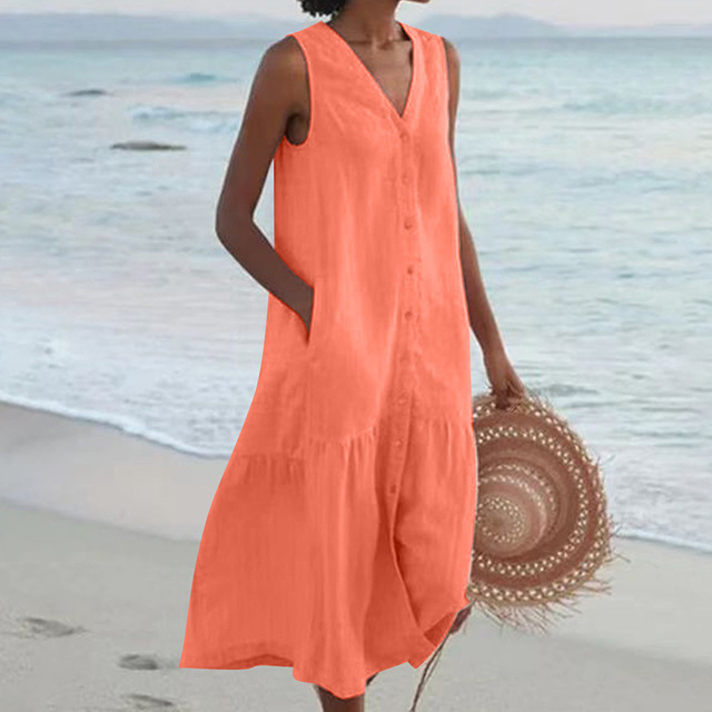 Duttini | Elegant Sleeveless Buttoned Midi Dress with a Timeless Finish