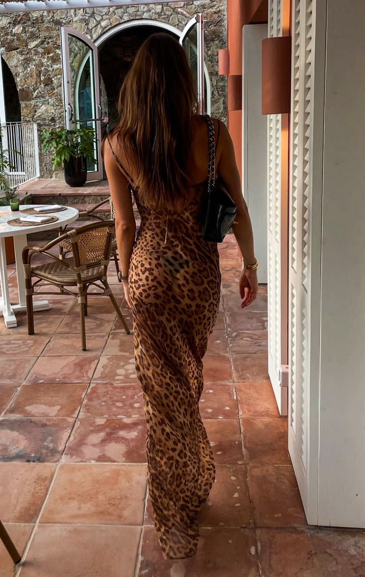 Duttini | Sheer Cowl Neck Cami Maxi Dress