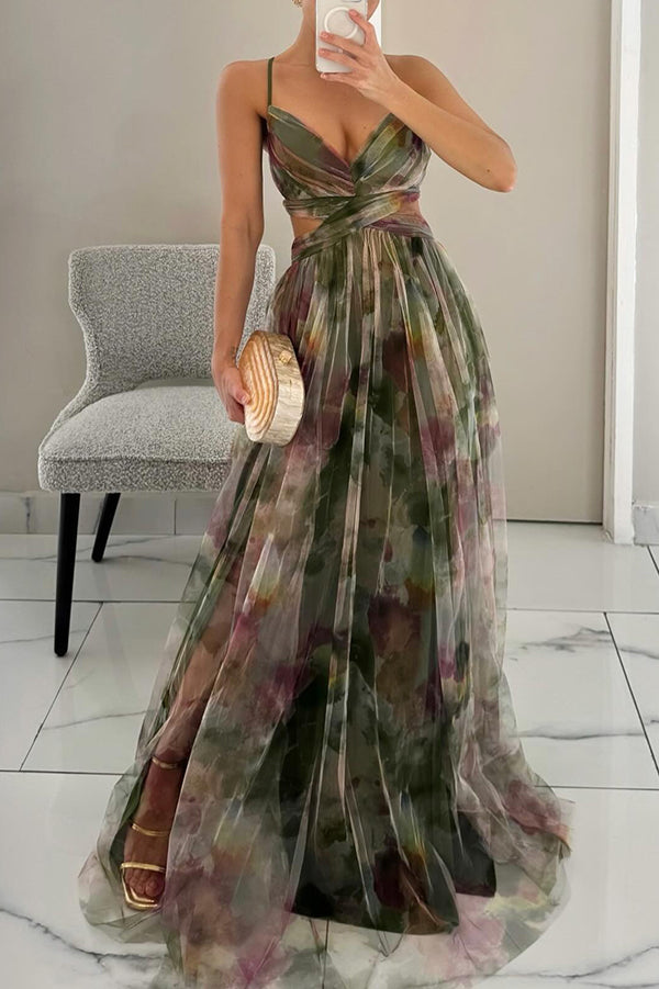Duttini | Modern Beautiful Floral Print Maxi Dress with Graceful Drape