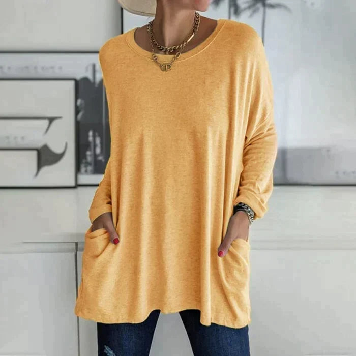 Duttini | Luxe Oversized Long Sleeve Tunic Top With Pockets