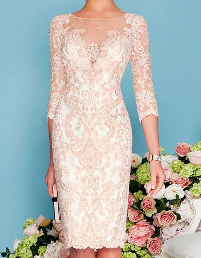 Duttini | Blush Pink Lace Two-Piece Dress