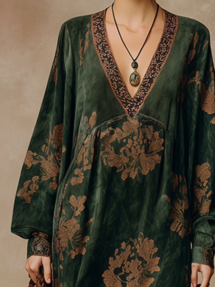 Duttini | Green Faux Suede Tassel Dress
