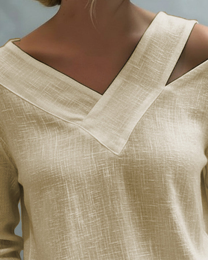 Duttini | Timeless Asymmetric V-Neck Long Sleeve Top