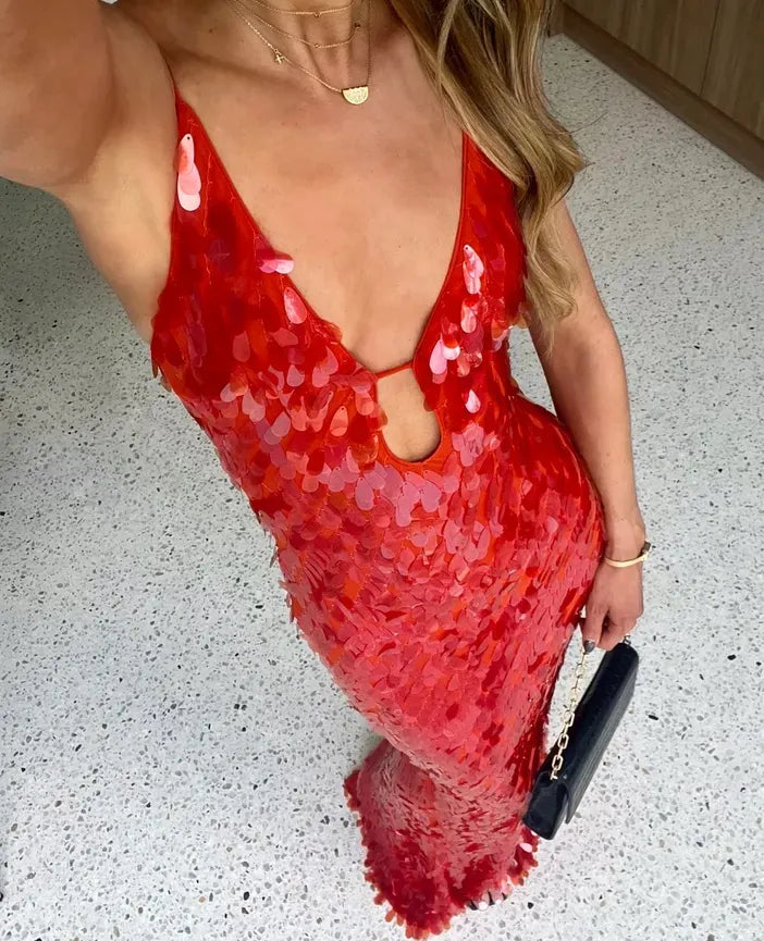 Duttini | Luxe Wedding Guest Sequin Backless Dress for Every Occasion