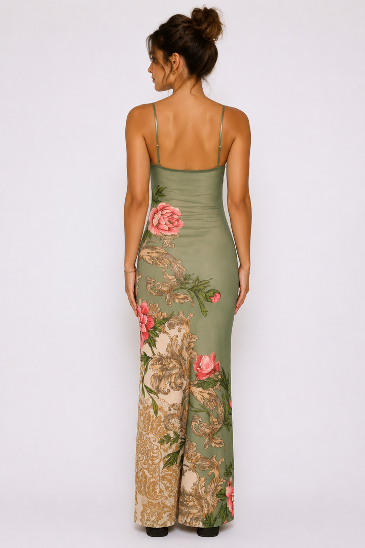 Duttini | Vintage Floral Print Slip Maxi Dress