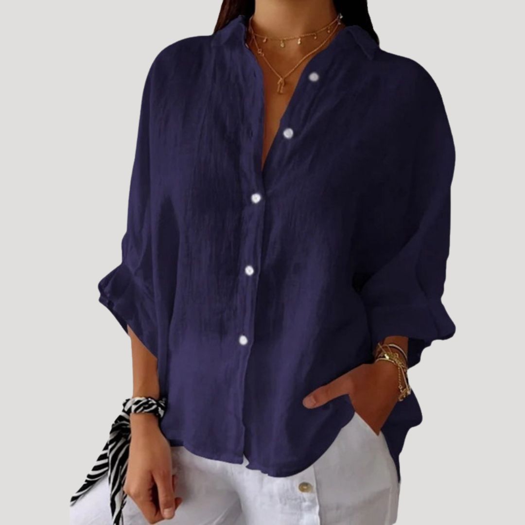 Duttini | Linen Long Sleeve Button Shirt Blouse